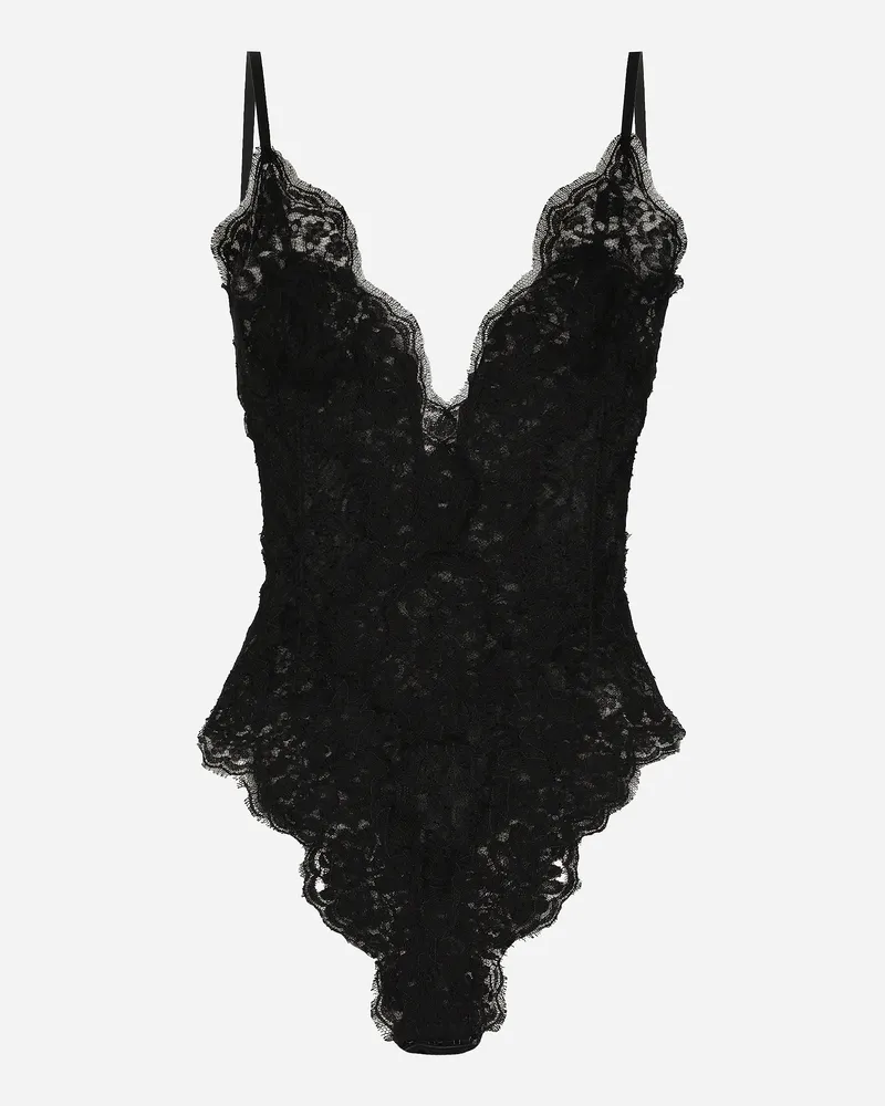 Dolce & Gabbana Body In Tulle E Pizzo Chantilly - Donna Intimo Nero Nero