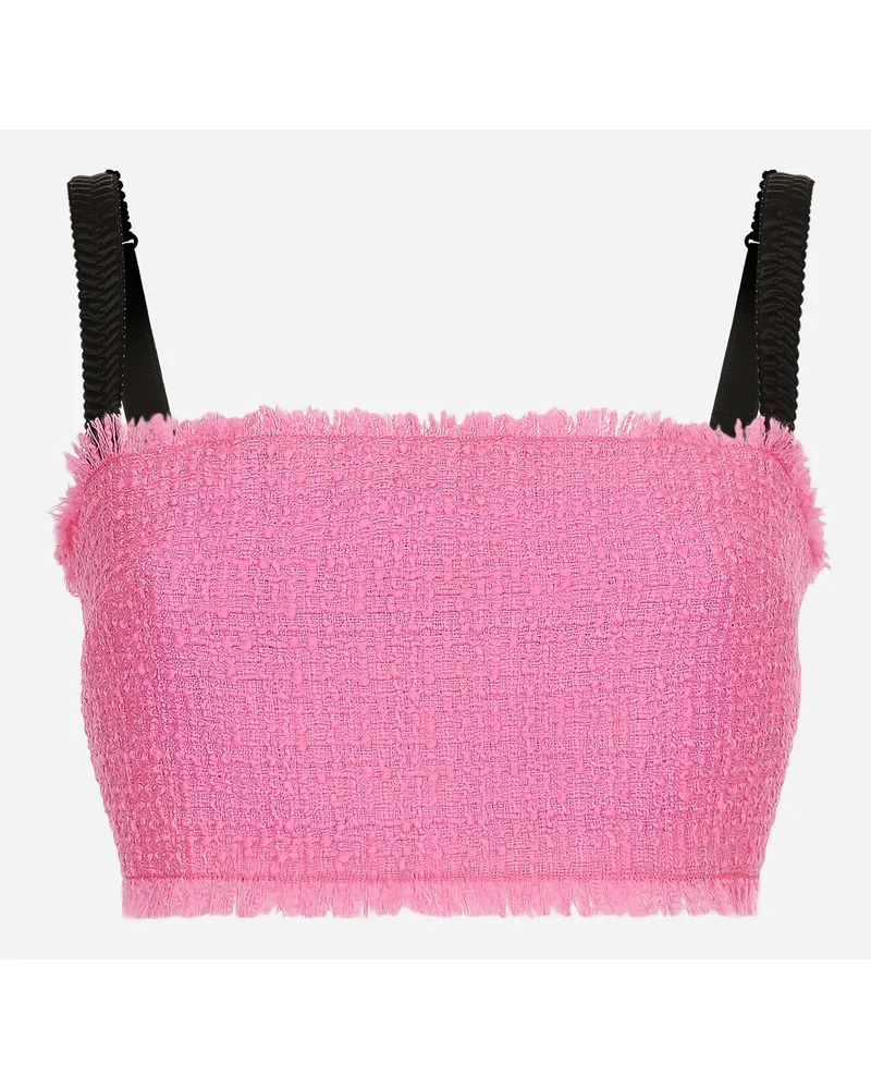 Dolce & Gabbana Top Corto Con Spalline In Tweed Rachel - Donna Camicie E Top Rosa Rosa