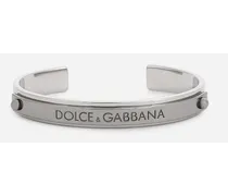 Dolce & Gabbana Bracciale Rigido Con Logo - Uomo Bijoux Argento Metallo Argento
