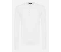 Maglia Serafino In Cotone A Costine - Uomo T-shirts E Polo Bianco Cotone