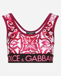 Dolce & Gabbana Top In Jersey Tecnico Con Elastico Logato - Donna Camicie E Top Fucsia Jersey Maiolica