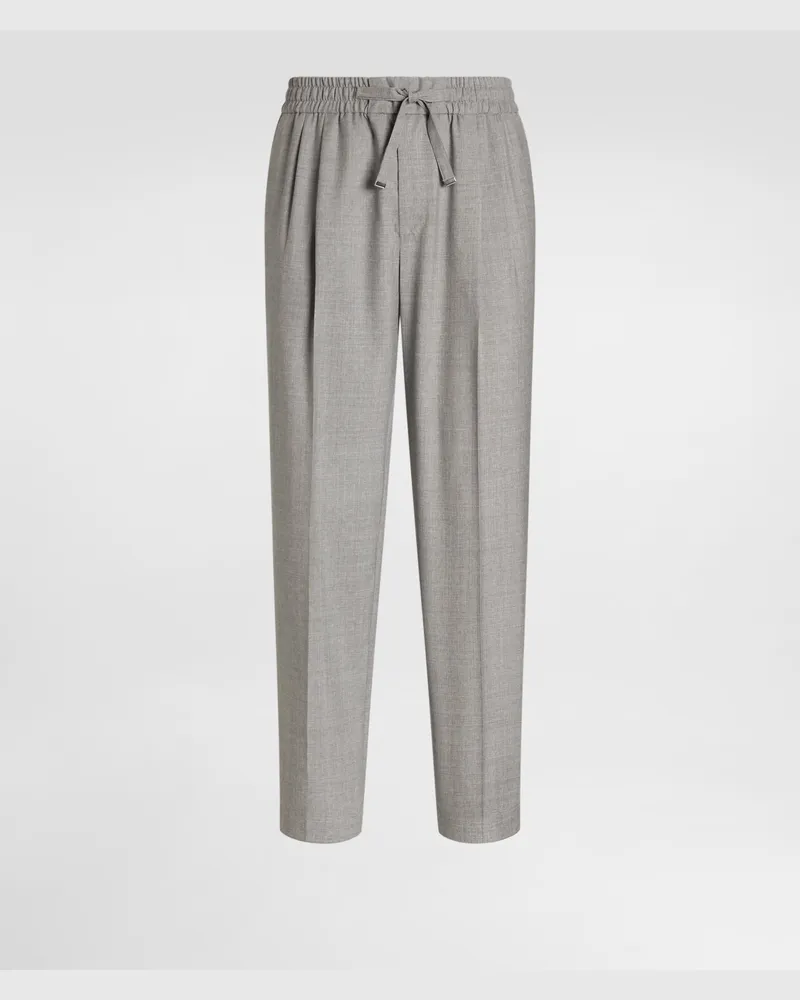 Dolce & Gabbana Pantaloni Jogging In Lana - Uomo Pantaloni E Shorts Grigio Melange