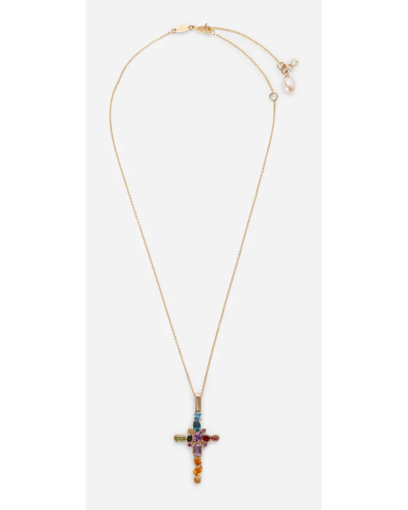 Dolce & Gabbana Pendente Rainbow Oro Giallo 18 Carati E Gemme Multicolore - Donna Collane Oro Oro Oro