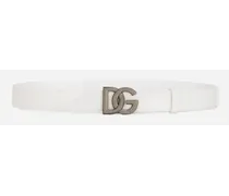 Belt With Dg Logo Buckle - Uomo Cinture Bianco Pelle