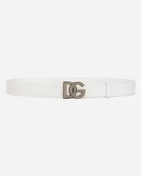 Dolce & Gabbana Belt With Dg Logo Buckle - Uomo Cinture Bianco Pelle Bianco