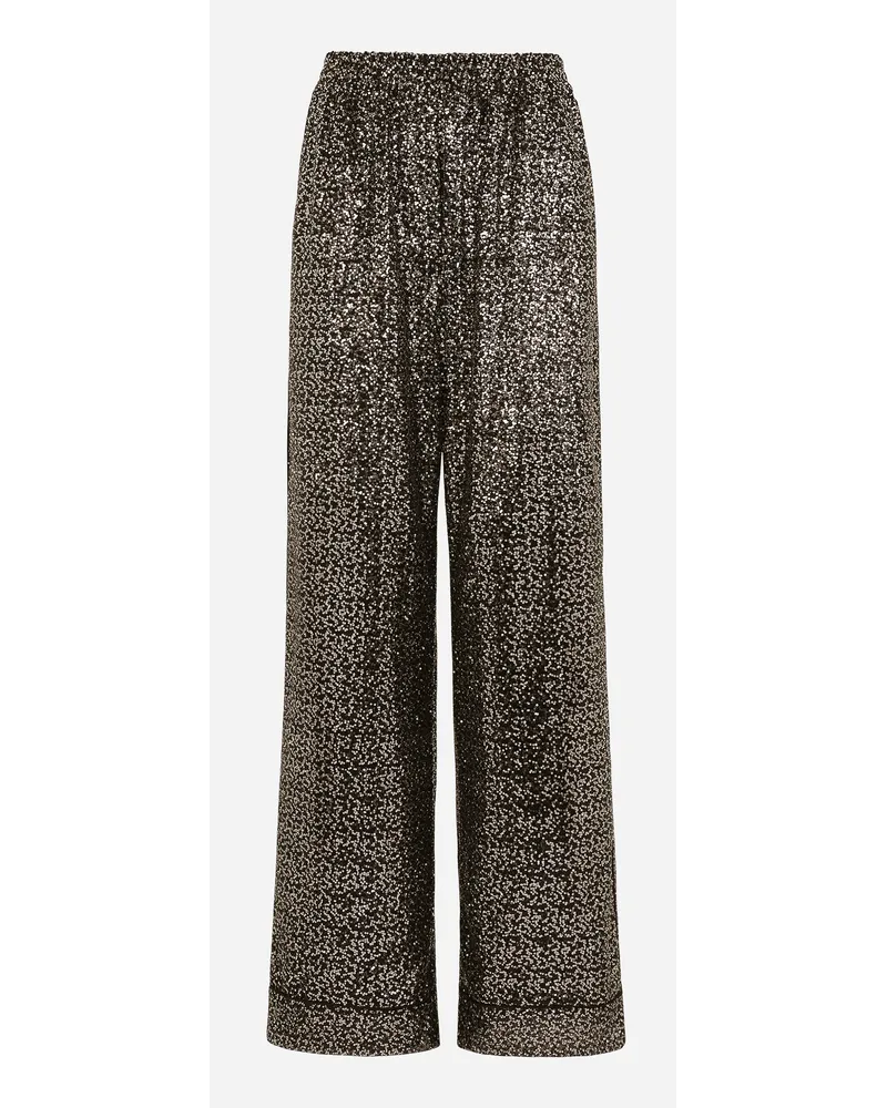 Dolce & Gabbana Pantaloni Pigiama In Paillettes - Donna Pantaloni E Shorts Multicolore Bicolore