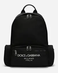 Dolce & Gabbana Zaino In Nylon Con Logo Gommato - Uomo Zaini E Marsupi Nero Nylon Nero