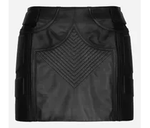 Nappa Leather Miniskirt - Donna Gonne Nero Pelle