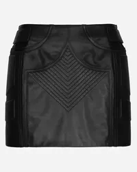 Dolce & Gabbana Nappa Leather Miniskirt - Donna Gonne Nero Pelle Nero