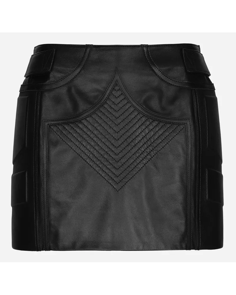 Dolce & Gabbana Nappa Leather Miniskirt - Donna Gonne Nero Pelle Nero
