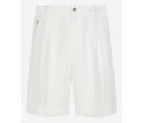 Bermuda In Lino - Uomo Pantaloni E Shorts Bianco