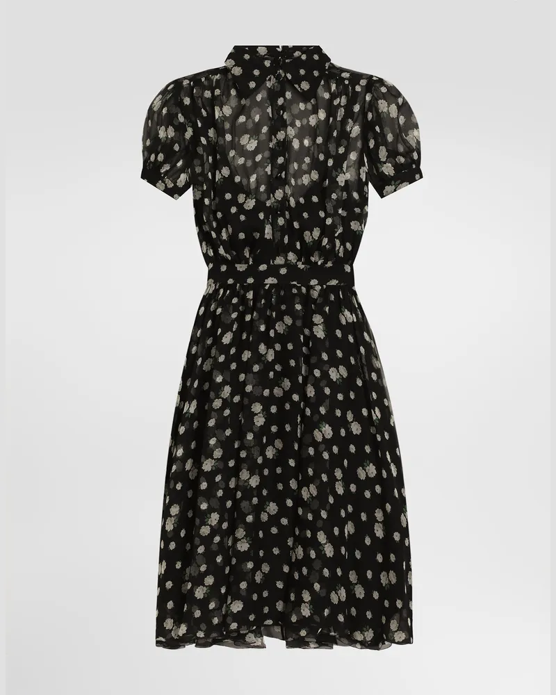 Dolce & Gabbana Abito In Chiffon Stampa Roselline E Pois - Donna Abiti Multicolore Multicolore