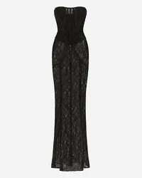 Dolce & Gabbana Long Lace Corset Dress - Donna Abiti Nero Pizzo Nero