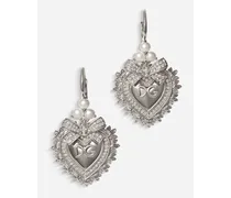 Devotion Earrings In White Gold With Diamonds And Pearls - Donna Orecchini Bianco
