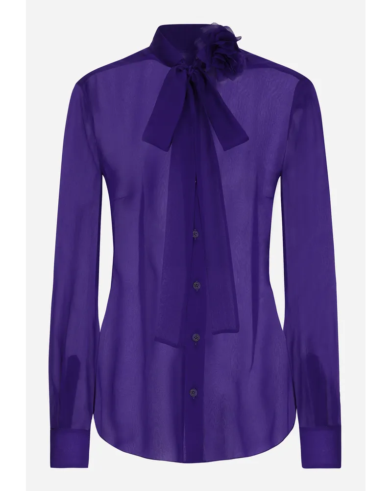 Dolce & Gabbana Camicia In Chiffon Con Fiore - Donna Camicie E Top Viola Viola