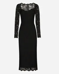 Dolce & Gabbana Abito Longuette In Pizzo Floreale - Donna Abiti Nero Nero