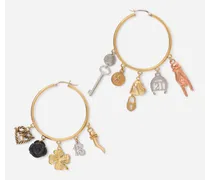 Good Luck Earrings In 18kt Yellow, White And Red Gold With Lucky Charms - Donna Orecchini Multicolore Metallo