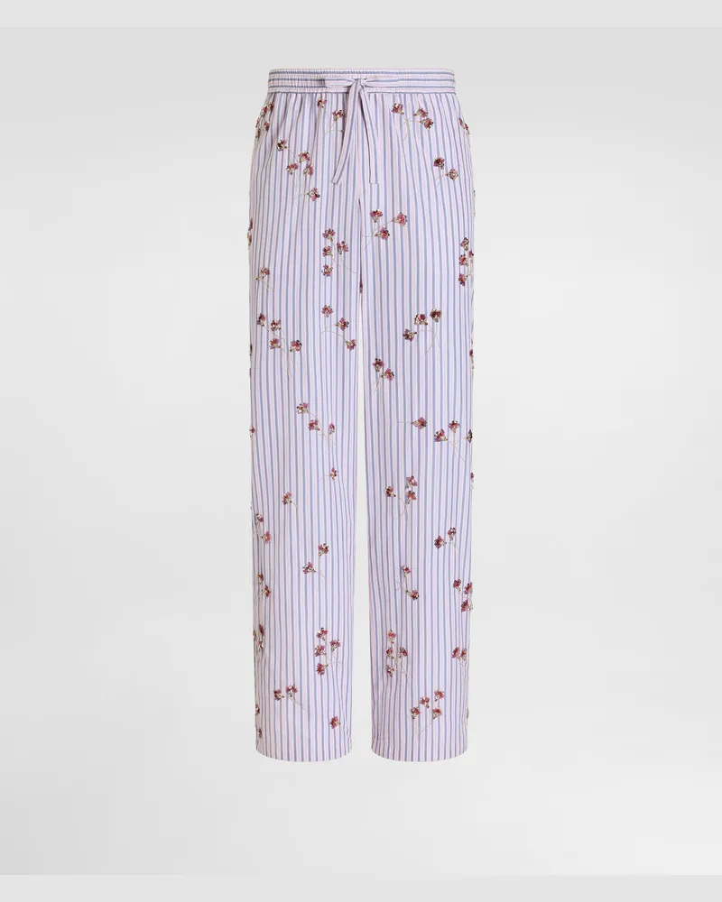 Dolce & Gabbana Pantaloni Vanity In Cotone E Seta Con Ricamo - Uomo Pantaloni E Shorts Multicolore Variante
