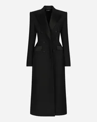 Dolce & Gabbana Cappotto Tuxedo Doppiopetto Con Fianchi Imbottiti In Gabardina Di Lana - Donna Cappotti E Giubbotti Nero Nero