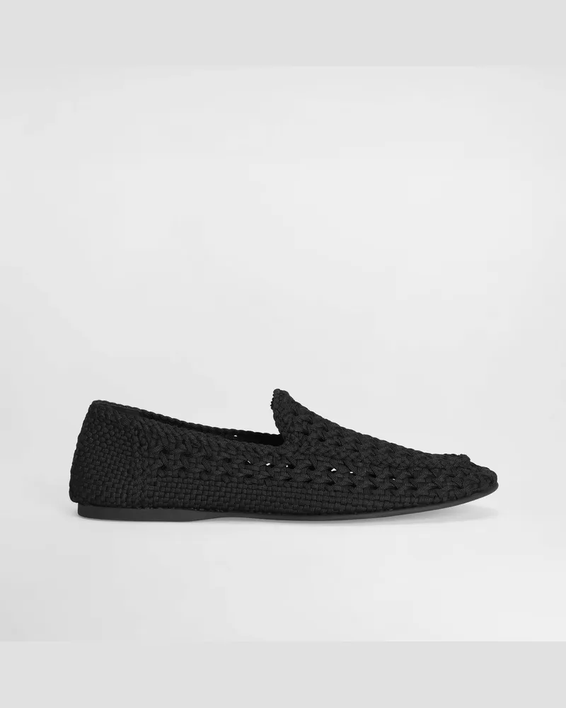 Dolce & Gabbana Pantofola In Tessuto Intrecciato - Uomo Driver E Mocassini Nero Nero