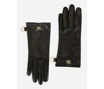 Nappa Leather Gloves With Dg Logo - Donna Cappelli E Guanti Nero