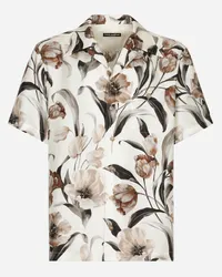 Dolce & Gabbana Camicia Hawaii In Seta Stampa Tulipani - Uomo Camicie Stampa Stampa