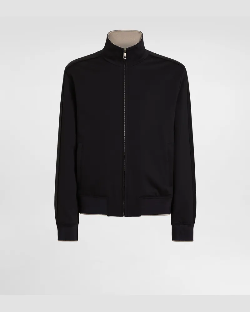 Dolce & Gabbana Felpa Con Zip In Jersey - Uomo Felpe Blu Blu