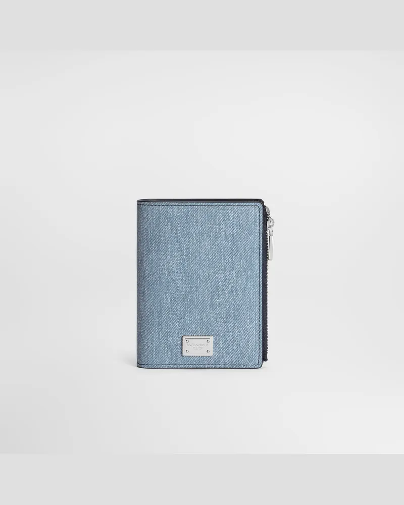 Dolce & Gabbana Portafoglio In Nabuk Denim - Uomo Portafogli E Piccola Pelletteria Denim Denim