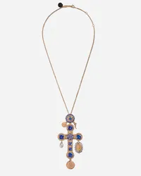 Dolce & Gabbana Tradition Cross Pendant With Tanzanites - Donna Collane Oro Oro