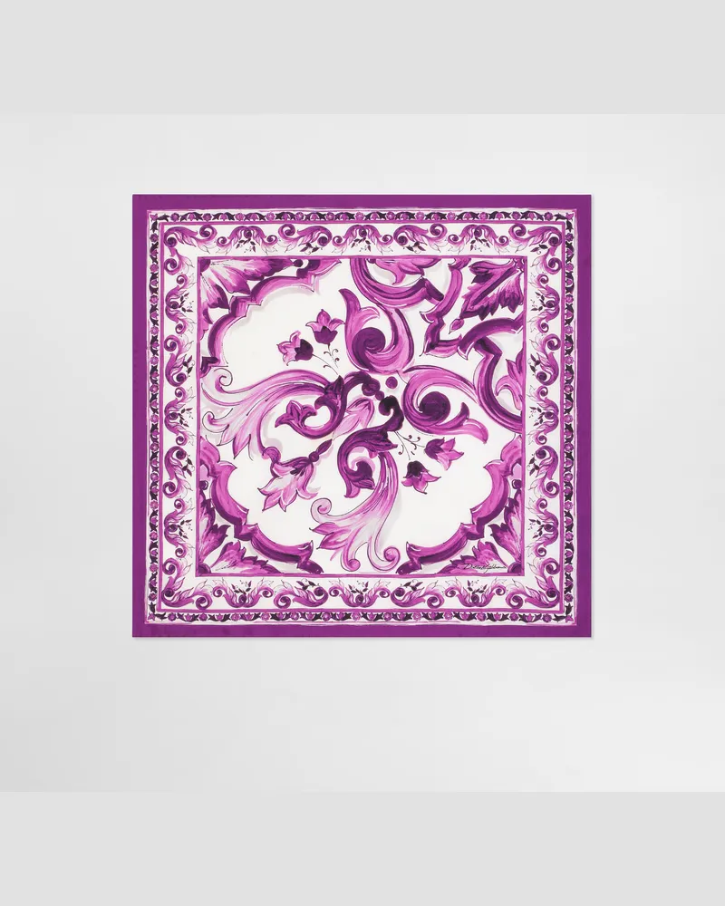 Dolce & Gabbana Foulard 50x50 In Twill Di Seta Stampa Maiolica - Donna Sciarpe E Foulard Multicolore Seta Multicolore