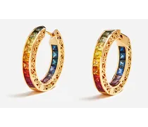 Multi-colored Sapphire Hoop Earrings - Donna Orecchini Oro Oro