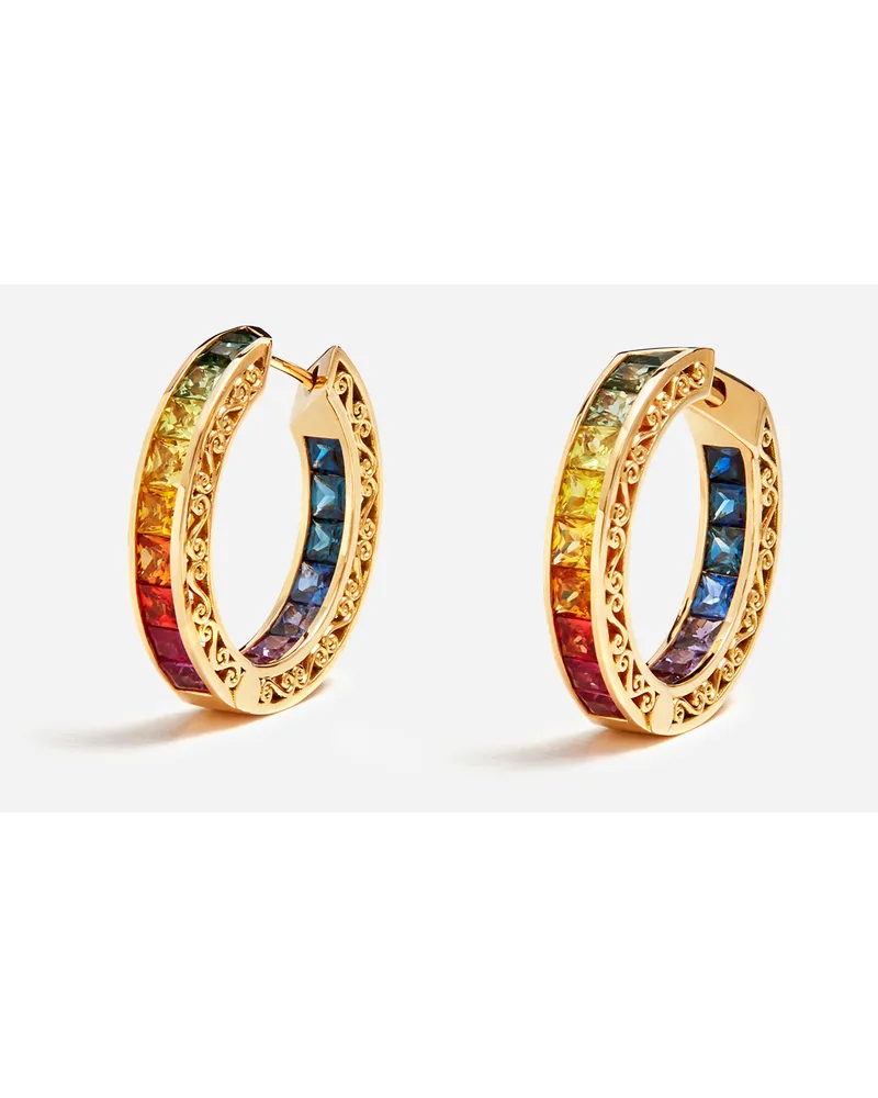 Dolce & Gabbana Multi-colored Sapphire Hoop Earrings - Donna Orecchini Oro Oro Oro