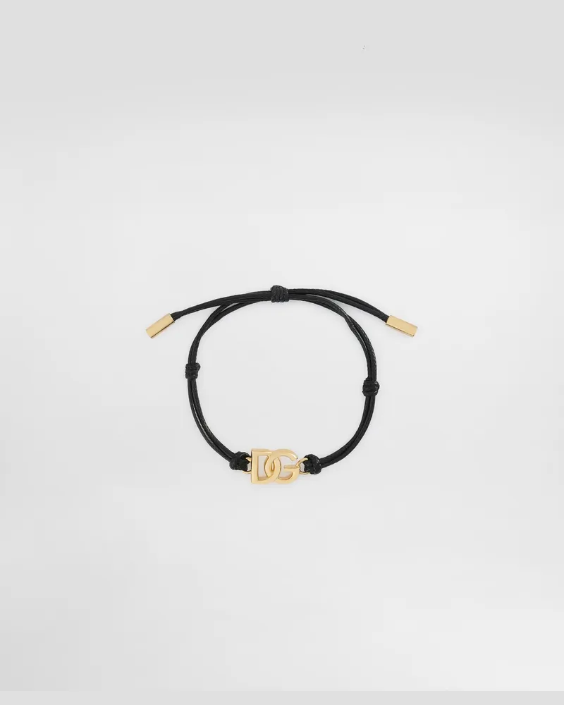 Dolce & Gabbana Bracciale Cordoncino Con Logo Dg Piccolo - Uomo Bijoux Multicolore Metallo Nero