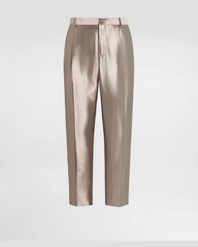 Dolce & Gabbana Pantaloni In Shantung Di Seta - Uomo Pantaloni E Shorts Beige Seta Beige