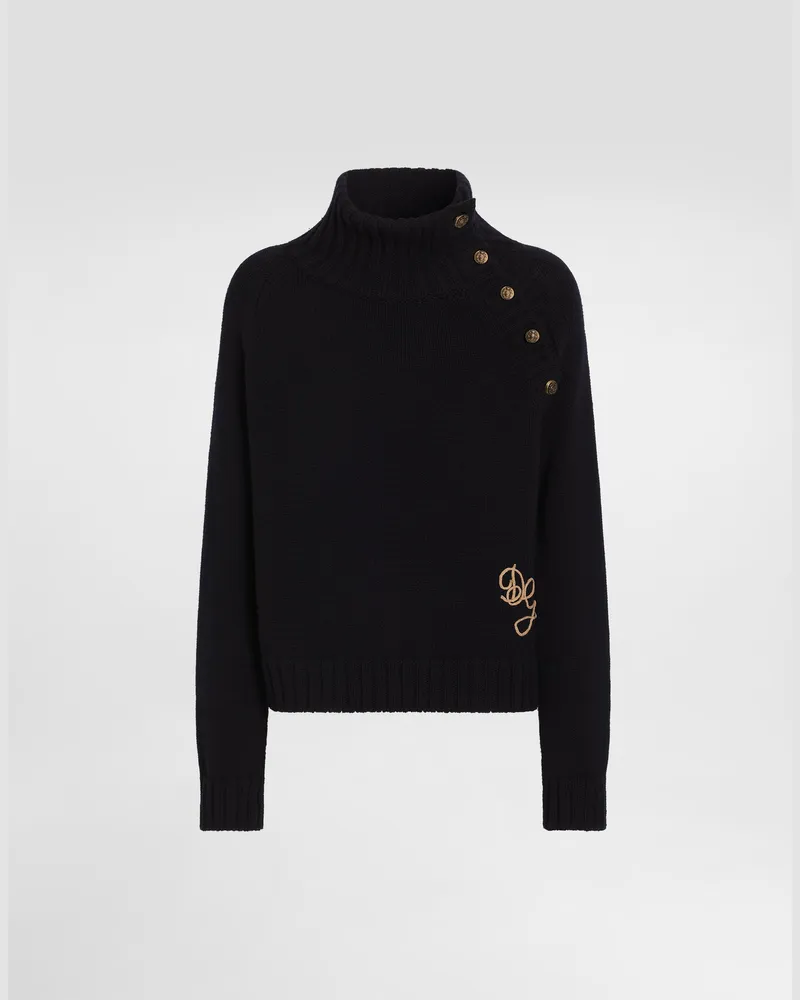 Dolce & Gabbana Dolcevita In Lana Rasata Con Logo - Uomo Maglieria Blu Blu