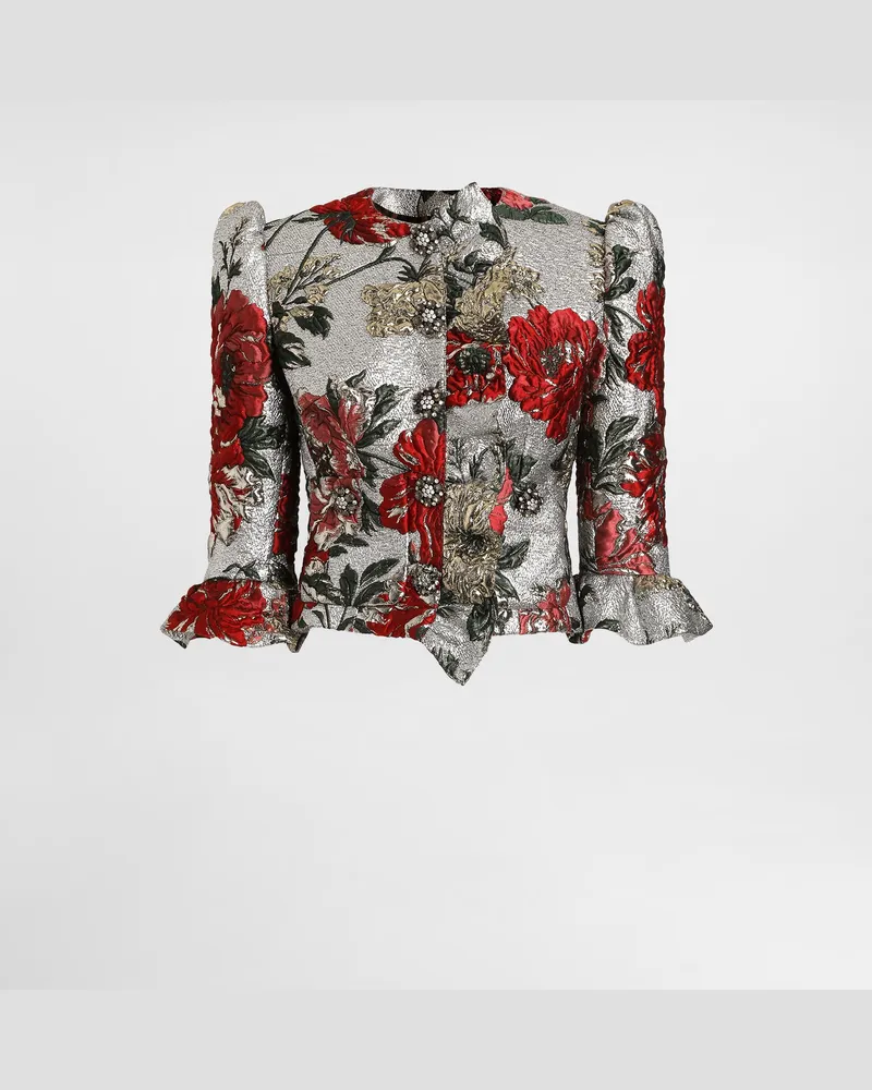 Dolce & Gabbana Giacca Monopetto Floreale Con Volant - Donna Collection Multicolore Jacquard