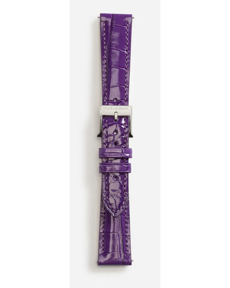 Dolce & Gabbana Alligator Strap With Buckle And Hook In Steel - Donna Cinturini Da Orologio Viola Viola