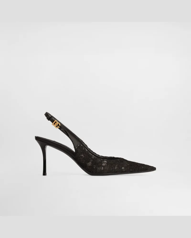 Dolce & Gabbana Slingback In Pizzo - Donna Décolleté E Slingback Nero Nero