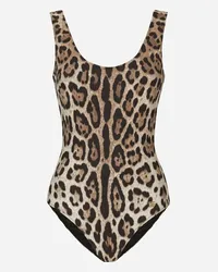 Dolce & Gabbana Costume Intero Stampa Leopardo - Donna Beachwear Stampa Animalier Jersey Leo