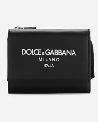 Dolce & Gabbana Portafoglio French Flap In Pelle Di Vitello Con Logo - Uomo Portafogli E Piccola Pelletteria Nero Pelle Dg