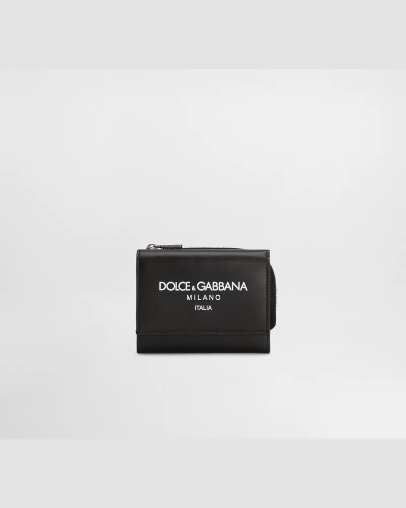 Dolce & Gabbana Portafoglio French Flap In Pelle Di Vitello Con Logo - Uomo Portafogli E Piccola Pelletteria Nero Pelle Dg