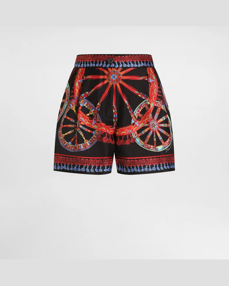 Dolce & Gabbana Bermuda Vanity In Seta Stampa Carretto - Donna Pantaloni E Shorts Multicolore Variante