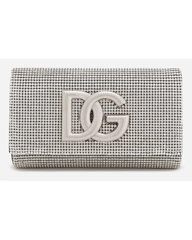 Dolce & Gabbana Borsa Dg Logo In Crystal Mesh - Donna Borse A Spalla E Tracolla Argento Argento