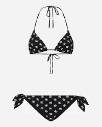 Dolce & Gabbana Bikini A Triangolo Imbottito Stampa Logo Dg - Donna Beachwear Stampa Stampa