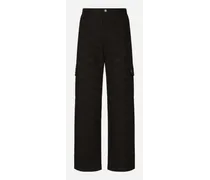 Pantalone Cargo In Cotone Jacquard Dg Logo - Uomo Pantaloni E Shorts Nero
