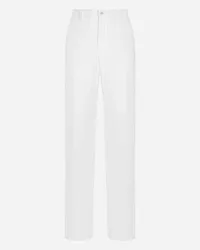 Dolce & Gabbana Pantalone Sartoriale In Cotone Stretch - Uomo Pantaloni E Shorts Bianco Bianco