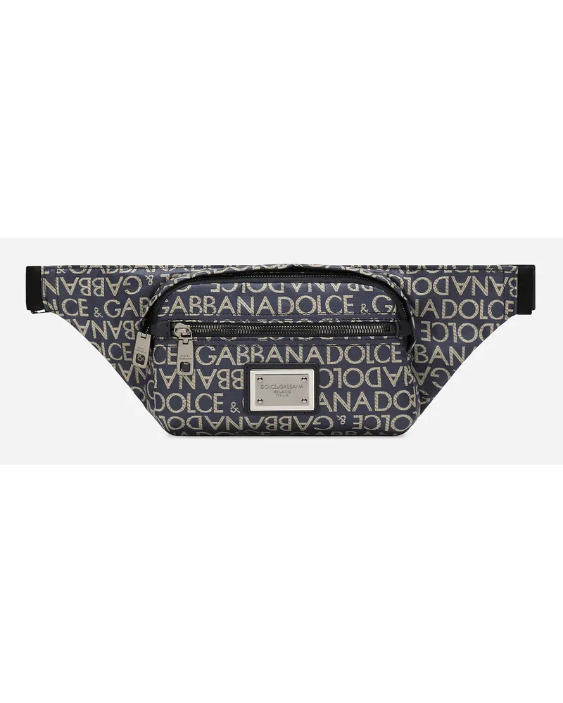 Dolce & Gabbana Marsupio Piccolo In Jacquard Spalmato - Uomo Zaini E Marsupi Blu Tessuto Blu