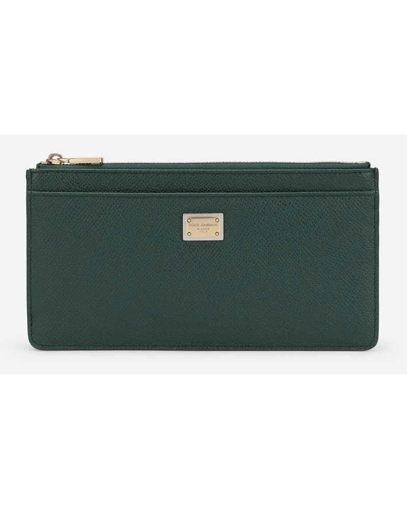 Dolce & Gabbana Portacarte Grande In Pelle Di Vitello Dauphine - Donna Portafogli E Piccola Pelletteria Verde Pelle Lago