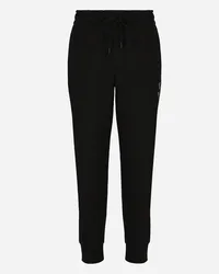 Dolce & Gabbana Pantalone Jogging In Jersey Con Ricamo - Uomo Pantaloni E Shorts Nero Cotone Nero