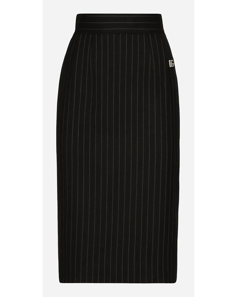 Dolce & Gabbana Gonna Corta A Linea Dritta In Gessato Di Lana - Donna Gonne Multicolore Rigato